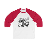 Men's Caffeine & Chaos 3/4 Sleeve Baseball T-shirt