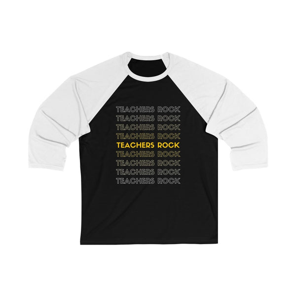 Men's Teachers Rock 3/4 Sleeve Baseball T-shirt