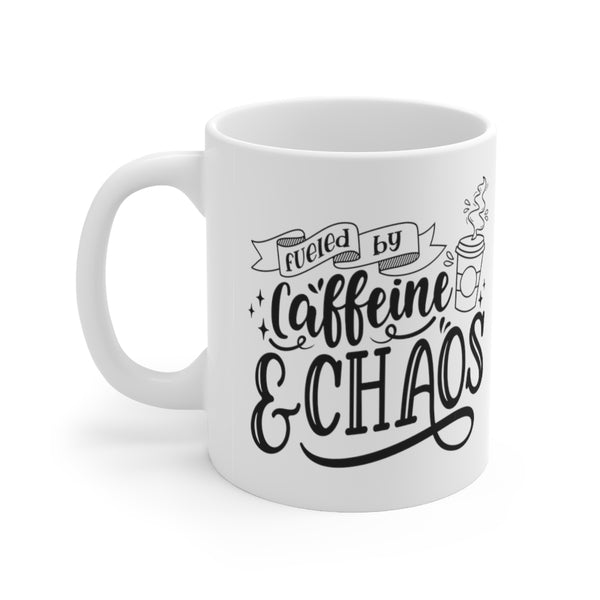 Caffeine and Chaos Ceramic Mug (White)