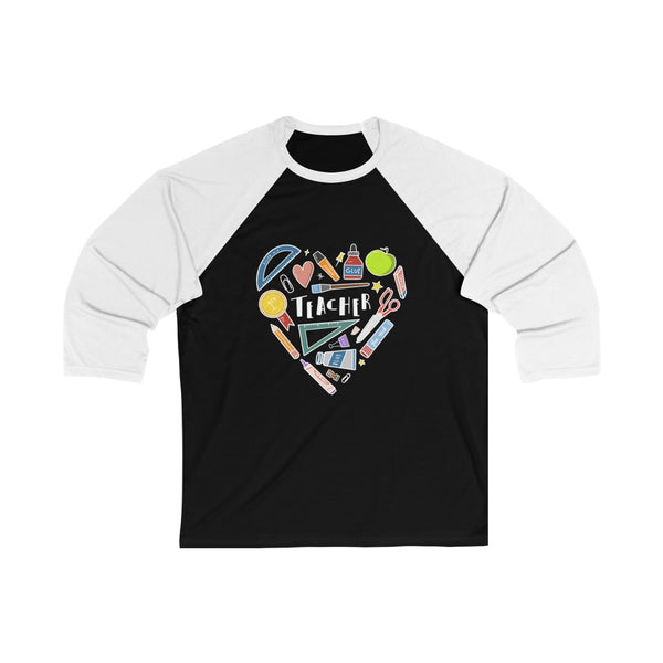 Women's Collage Heart 3/4 Sleeve Baseball T-shirt